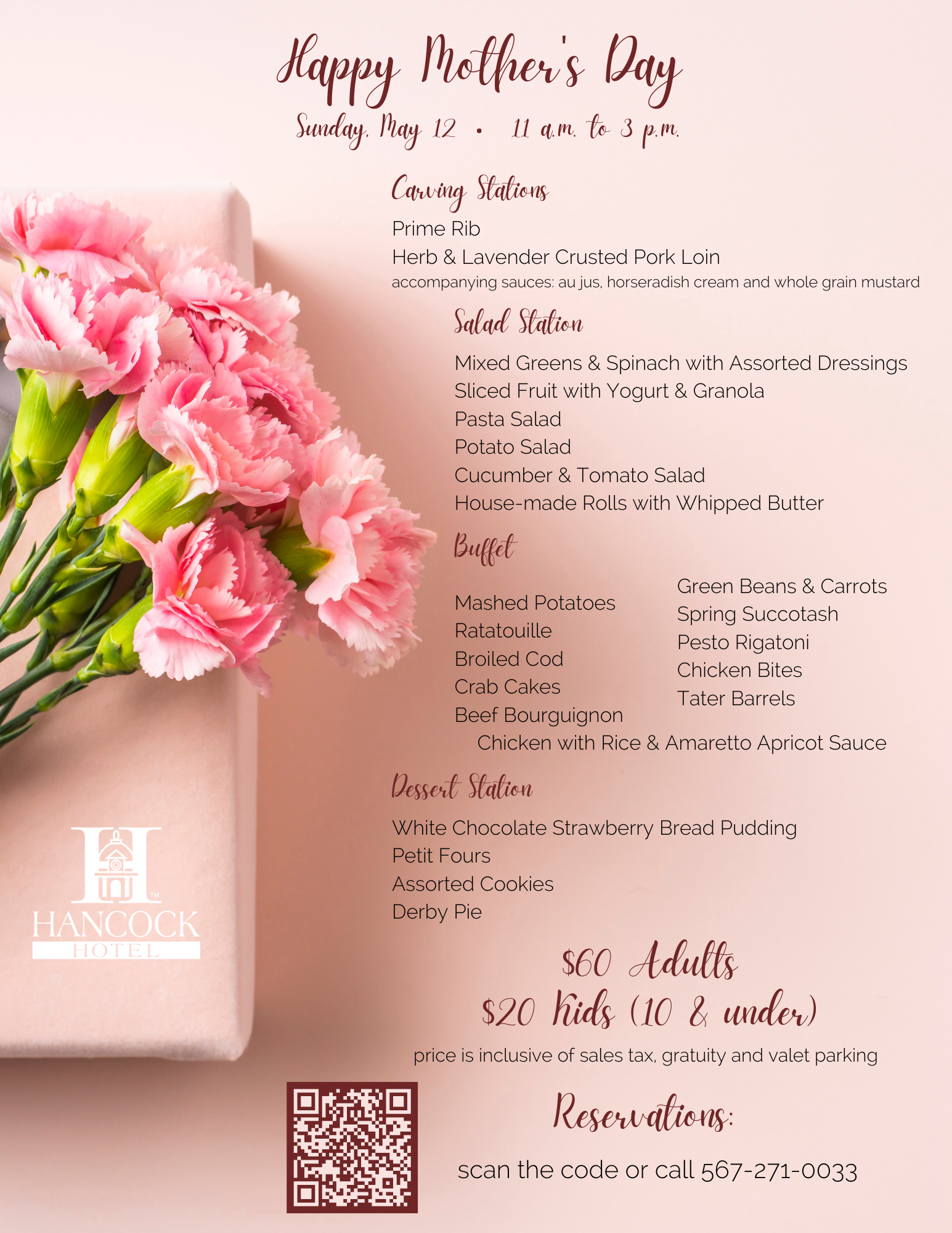 Mother's Day menu